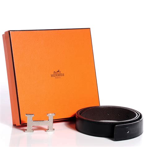 hermes 02132172001986|HERMES Box 32mm Constance H Belt 100 Black Chocolate.